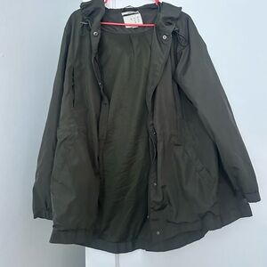 Women's Olive Green Hooded Rain Coat